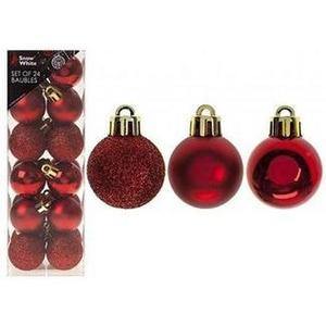 Christmas Baubles Red Set of 24 - 3cm