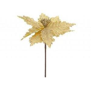 Glitter Christmas Flower Pick 22cm - Gold