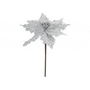 Glitter Christmas Flower Pick 22cm - Silver