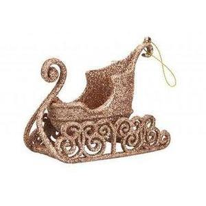 Glitter Hanging Sleigh Decorations - Rose Gold