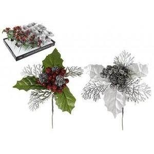 Glitter Silver And Red Berry Tree Picks