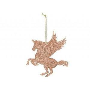 Hanging Glitter Flying Unicorn Decoration - Rose Gold