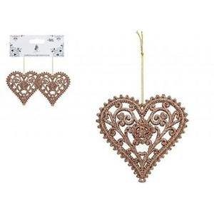 Hanging Glitter Heart Decorations - Rose Gold