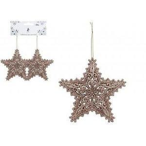 Hanging Glitter Star Decorations - Rose Gold