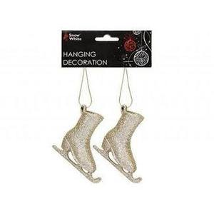 Ice Skate Decorations Pack Of 2 - Gold