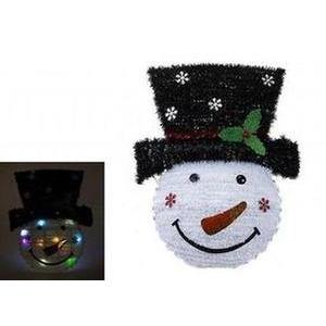 Snowman Head Tinsel Decoration With Lights
